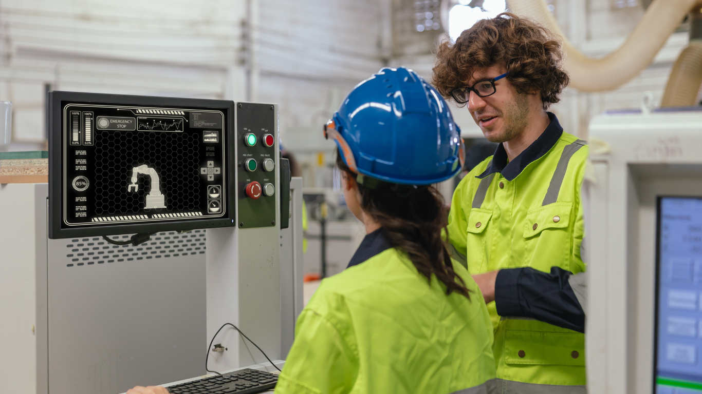 Mitarbeiterschulung an digitalen Maschinen gegen den Fachkräftemangel in der Industrie 